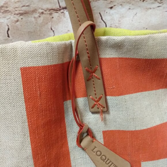 Loquita Orange/Yellow/Cream Fabric Tote Bag - Picture 3 of 11